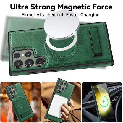 Luxury Wireless Charging Leather Case For S24-S23 Series CaseSpot