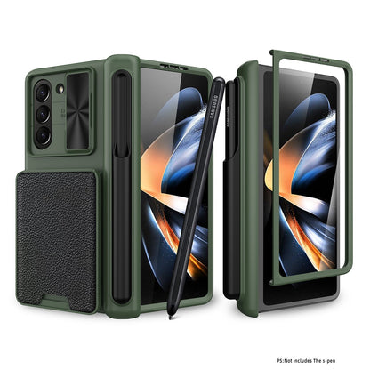 For Samsung Galaxy Z Fold5 Fold 5 Case with S Pen Holder Hard Leather Wallet Card Bag Cover CaseSpot