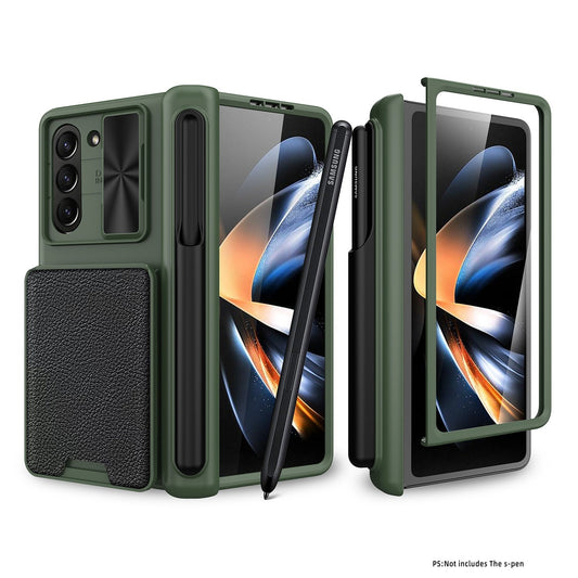 For Samsung Galaxy Z Fold5 Fold 5 Case with S Pen Holder Hard Leather Wallet Card Bag Cover CaseSpot