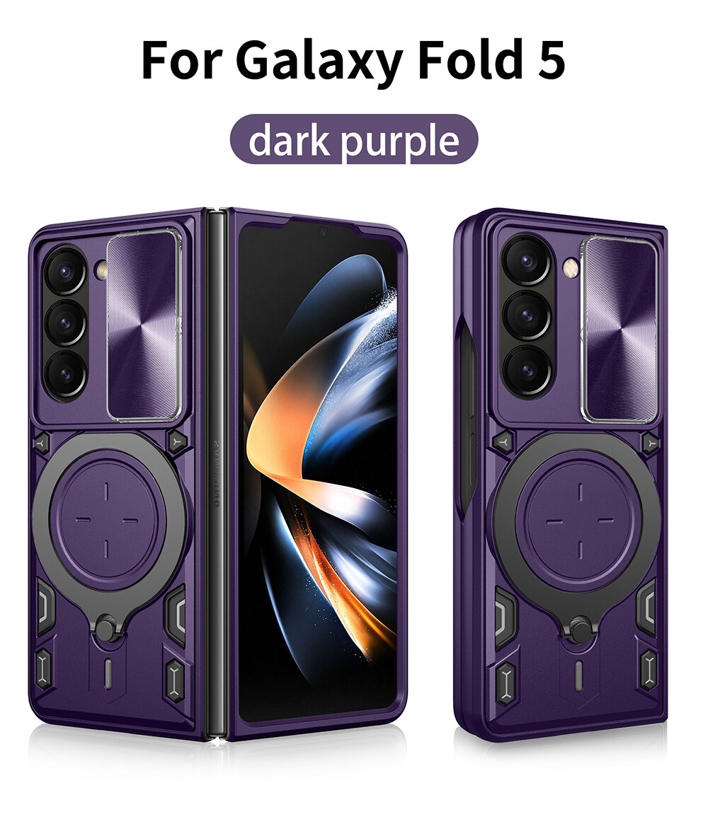 Case Slide Camera Protect Coque Cover Magnetic Car Ring Stand For Samsung Galaxy Z Fold5 CaseSpot
