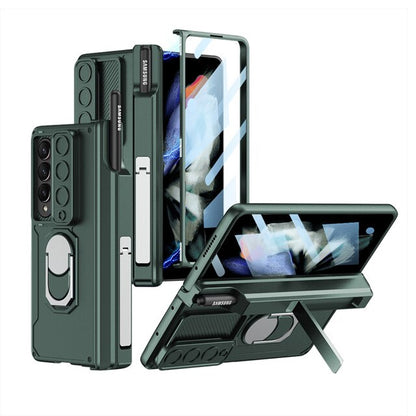 Luxury Case With S Pen Holder and Hinge Screen Protector Ring Stand Case For Samsung Galaxy Z Fold 5 Z Fold 4 Luxury_Covers