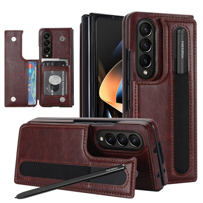 Luxury Retro Leather Phone Case With Cards Slot kickstand Stylus, Stylus Slot For Galaxy Z Fold5/ Z Fold4 CaseSpot