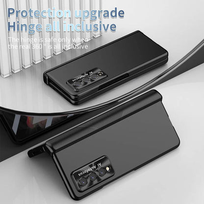 For Samsung Galaxy Z Fold4 /Fold 3 Anti-Scratch Full Body Protection Case Pen Holder Tempered Glass Film - theroxymob