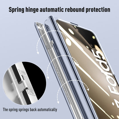 Electroplated Transparent Hinge Case For Samsung Galaxy Z Fold5 Shockproof Protective Clear Cover with Bracket Front Film CaseSpot