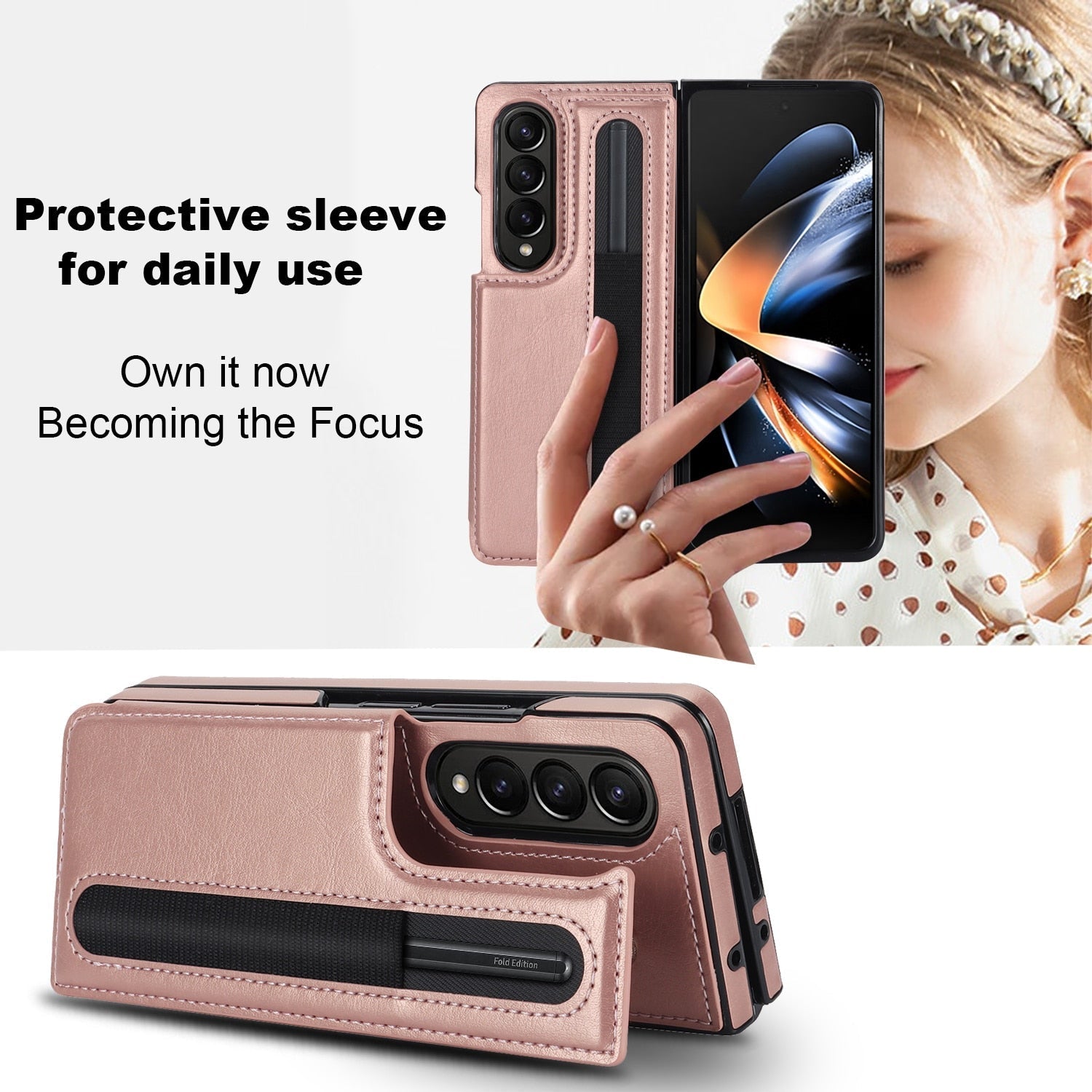 Luxury Retro Leather Phone Case With Cards Slot kickstand Stylus, Stylus Slot For Galaxy Z Fold5/ Z Fold4 CaseSpot