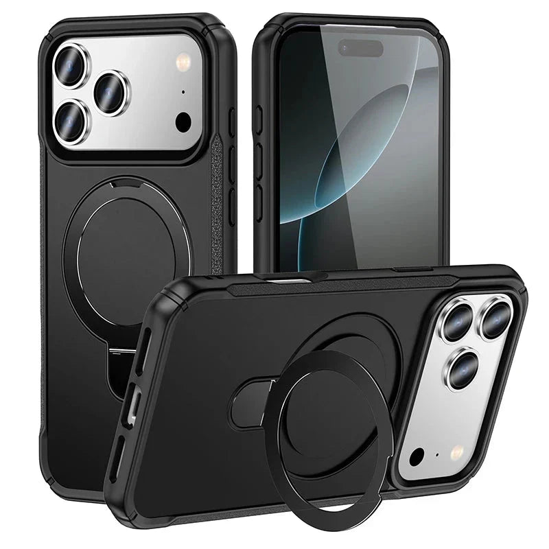 Metal Ring Stand  Magnetic Case Wireless Charger Cover Funds For Magsafe IPhone 17/ 16 /15 14 THEROXYMOB