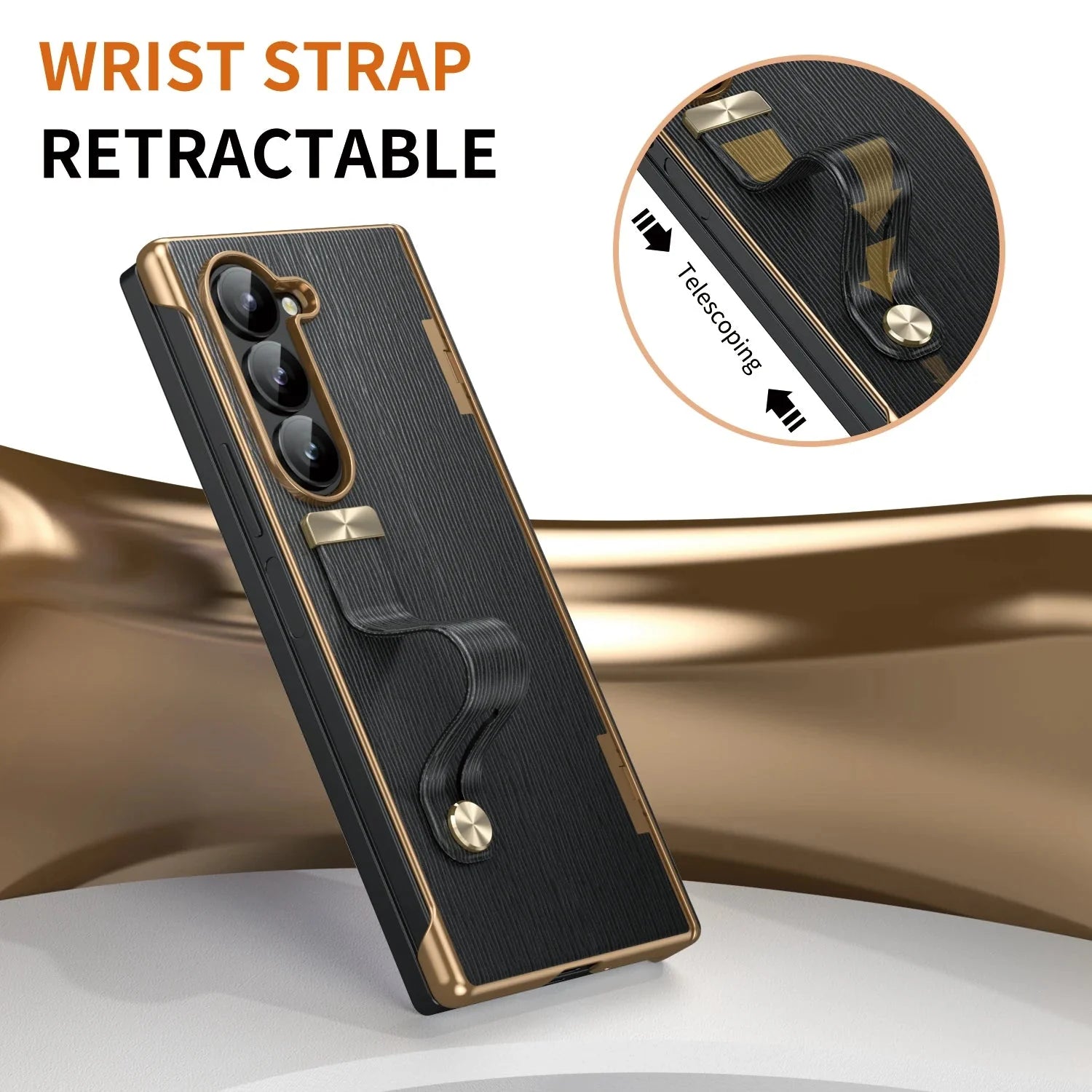 PortaLeather Z Fold 6, 5, 4 Kickstand Hinge Wristband Case theroxymob