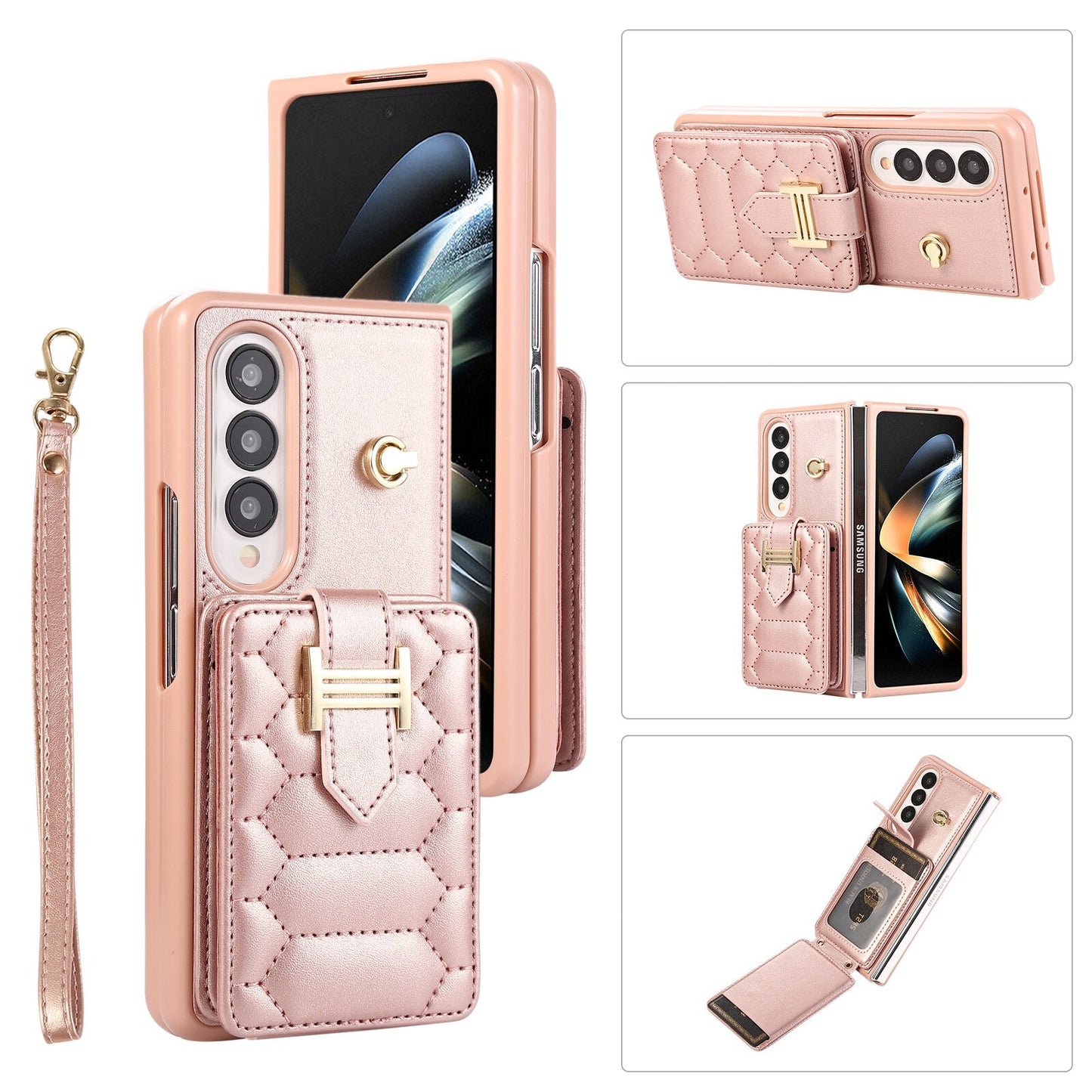 Crossbody Lanyard Phone Case With Wrist Strap And 2 Cards Holder And kicKstand for Samsung Galaxy Z Fold 5 /Fold4 CaseSpot
