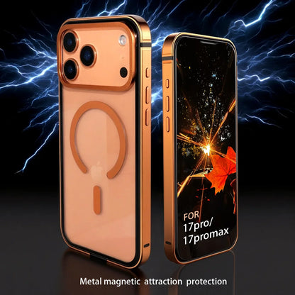 High-End Metal Frame Phone Case Magnetic Charging HD For iPhone 17 / 16 / 15 / 14