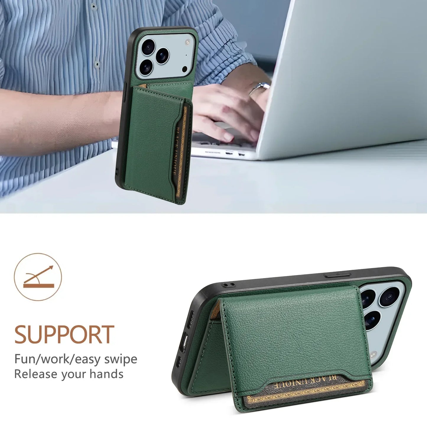 Leather Phone Case Magnetic Card Holder For iPhone 17 / 16 / 15 /14