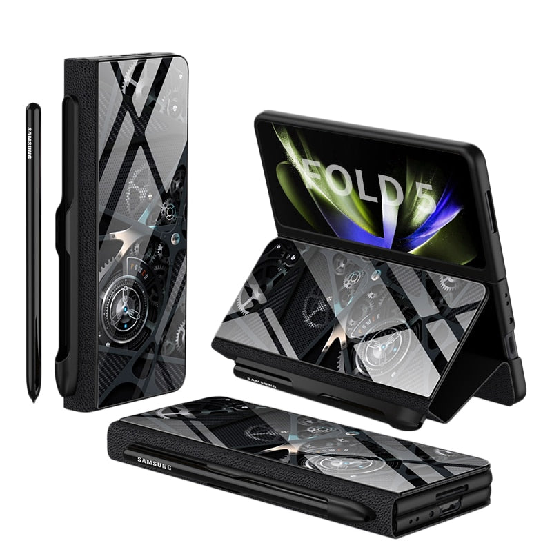 Shockproof Armor Case  Case Glass Cover Stand Insert Card Leather Case for Samsung Galaxy Z Fold 5/4 CaseSpot