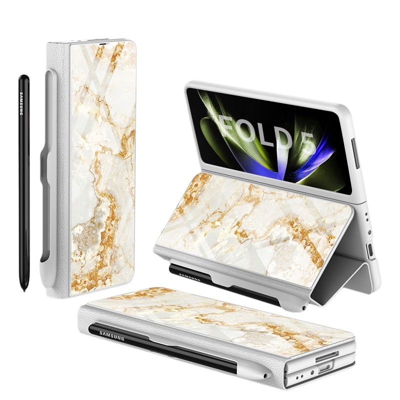 Shockproof Armor Case  Case Glass Cover Stand Insert Card Leather Case for Samsung Galaxy Z Fold 5/4 CaseSpot