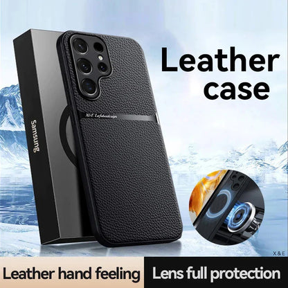 New Magnetic Car Holder Leather Shockproof Case For Samsung S24-S23 Series CaseSpot