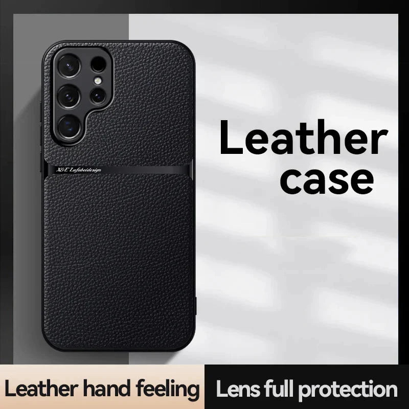 New Magnetic Car Holder Leather Shockproof Case For Samsung S24-S23 Series CaseSpot