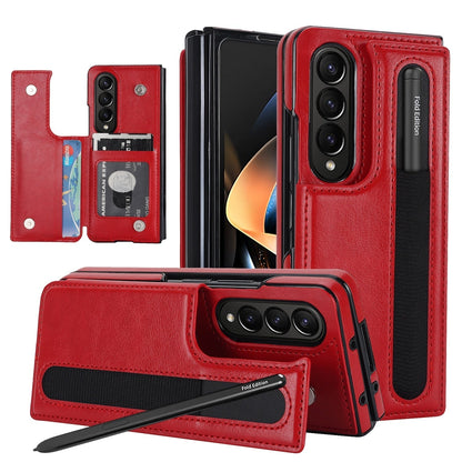 Luxury Retro Leather Phone Case With Cards Slot kickstand Stylus, Stylus Slot For Galaxy Z Fold5/ Z Fold4 CaseSpot