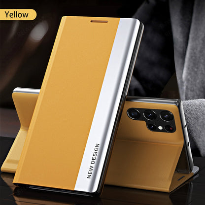 Luxury 6D Plating Leather Flip Magnetic Book Stand Cover For S23 Series - theroxymob