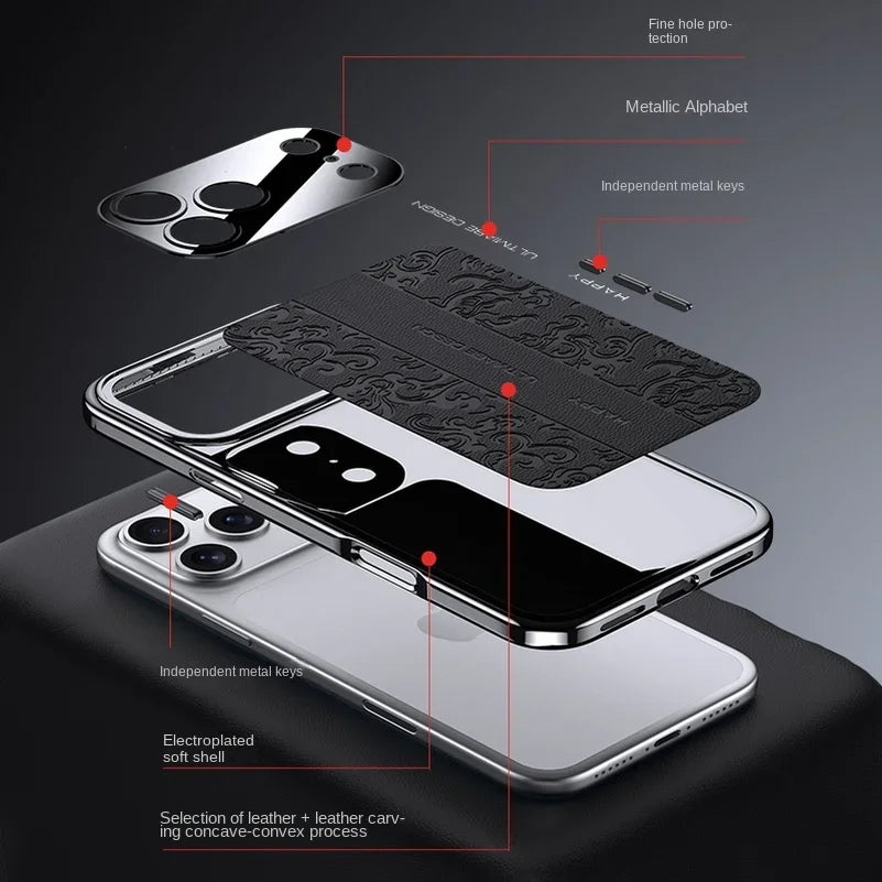 Luxurious Leather Electroplated Case For iPhone 14 To 17