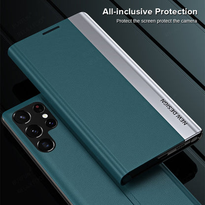 Luxury 6D Plating Leather Flip Magnetic Book Stand Cover For S23 Series - theroxymob