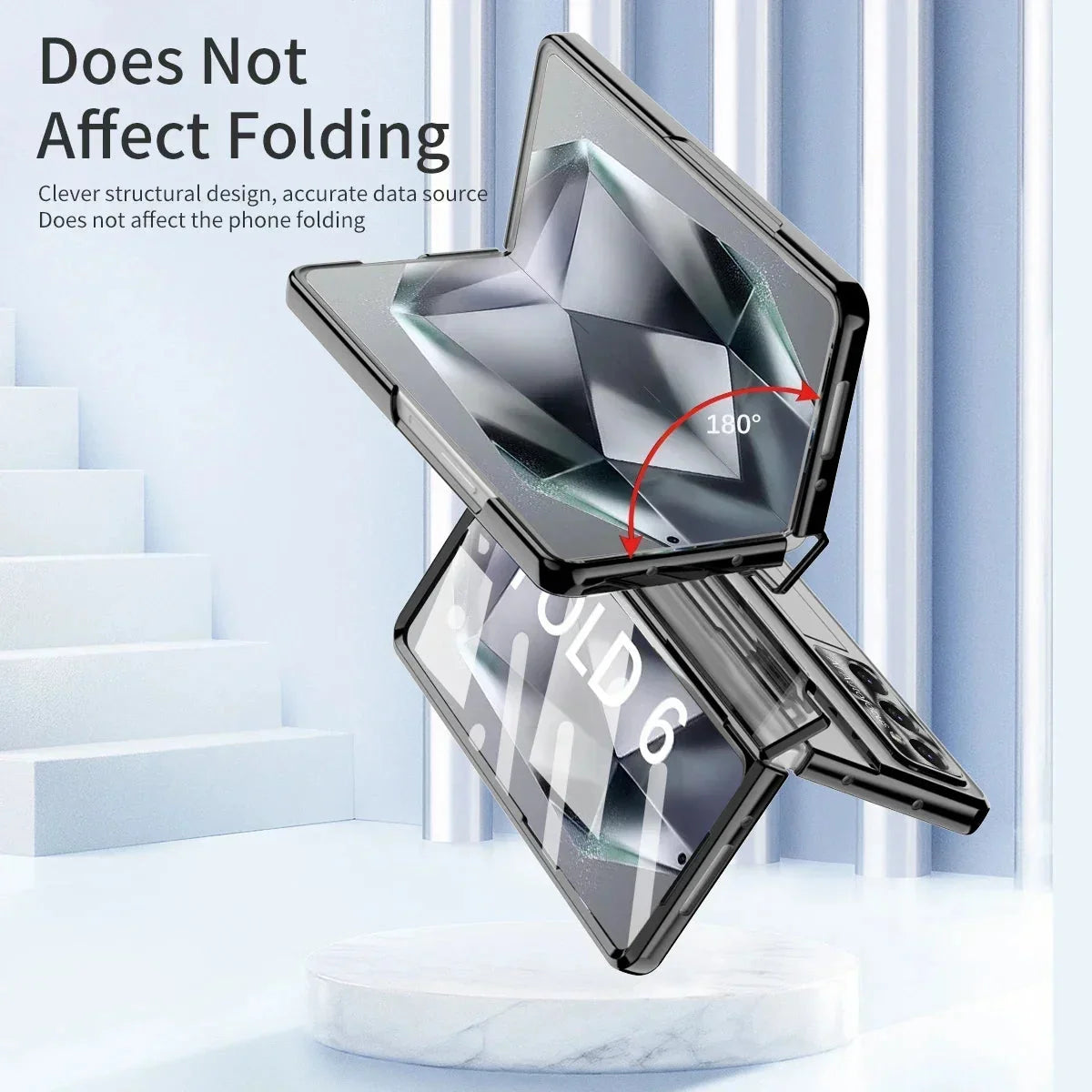 Hinge Z Fold 6, 5, 4 Wireless Transparent Kickstand Case theroxymob