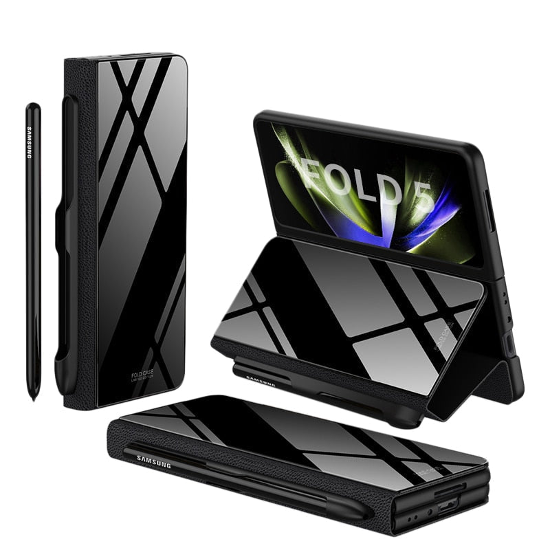 Shockproof Armor Case  Case Glass Cover Stand Insert Card Leather Case for Samsung Galaxy Z Fold 5/4 CaseSpot
