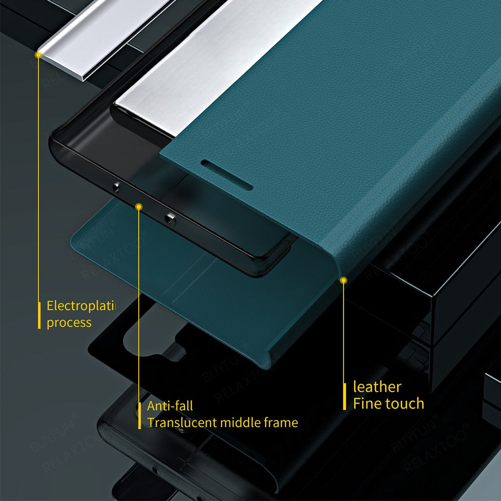 Luxury 6D Plating Leather Flip Magnetic Book Stand Cover For S23 Series - theroxymob