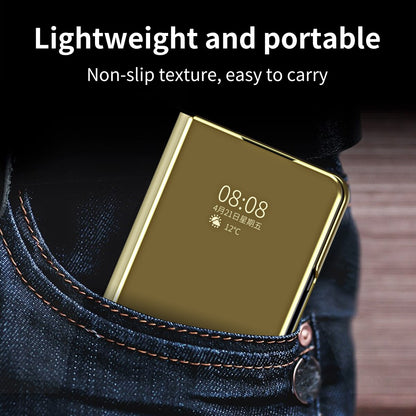 Plating Mirror Leather Cover Smart Window Phone Case for Samsung Z Fold 5 Fold 4 CaseSpot