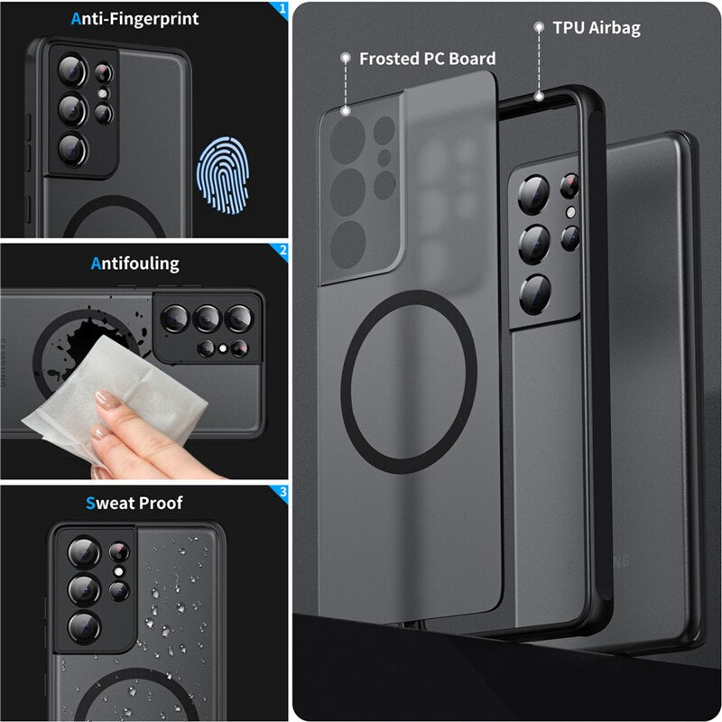 Soft Case Translucent Magnetic Shockproof Cover For S23 S22 Series - theroxymob