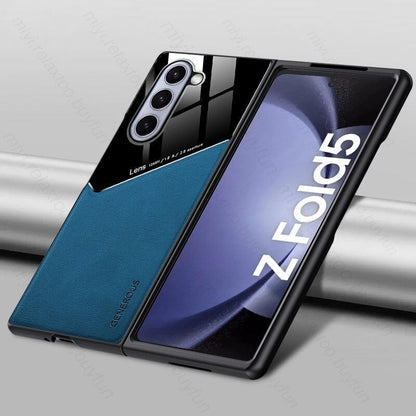 Leather Back Cover Soft Silicone Edge Shockproof Car Magnetic Holder For Samung Galaxy Z Fold 5 CaseSpot