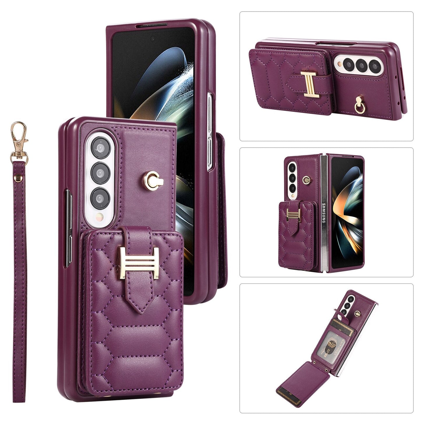 Crossbody Lanyard Phone Case With Wrist Strap And 2 Cards Holder And kicKstand for Samsung Galaxy Z Fold 5 /Fold4 CaseSpot