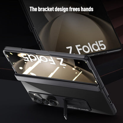 Electroplated Transparent Hinge Case For Samsung Galaxy Z Fold5 Shockproof Protective Clear Cover with Bracket Front Film CaseSpot