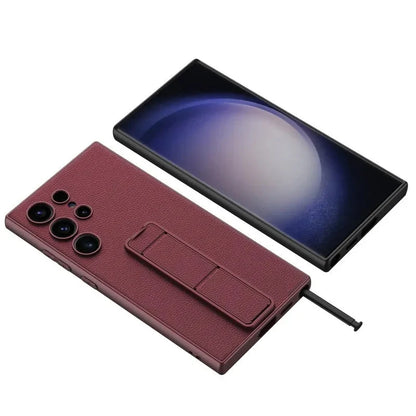 Leather Kickstand Holder Fall Shockproof Cover For Samsung S24 Series CaseSpot