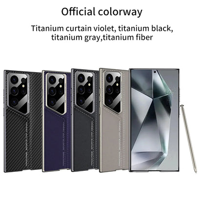 Luxury Plain Leather Case Lens Protection For Samsung Galaxy S25 S24 S23 THEROXYMOB