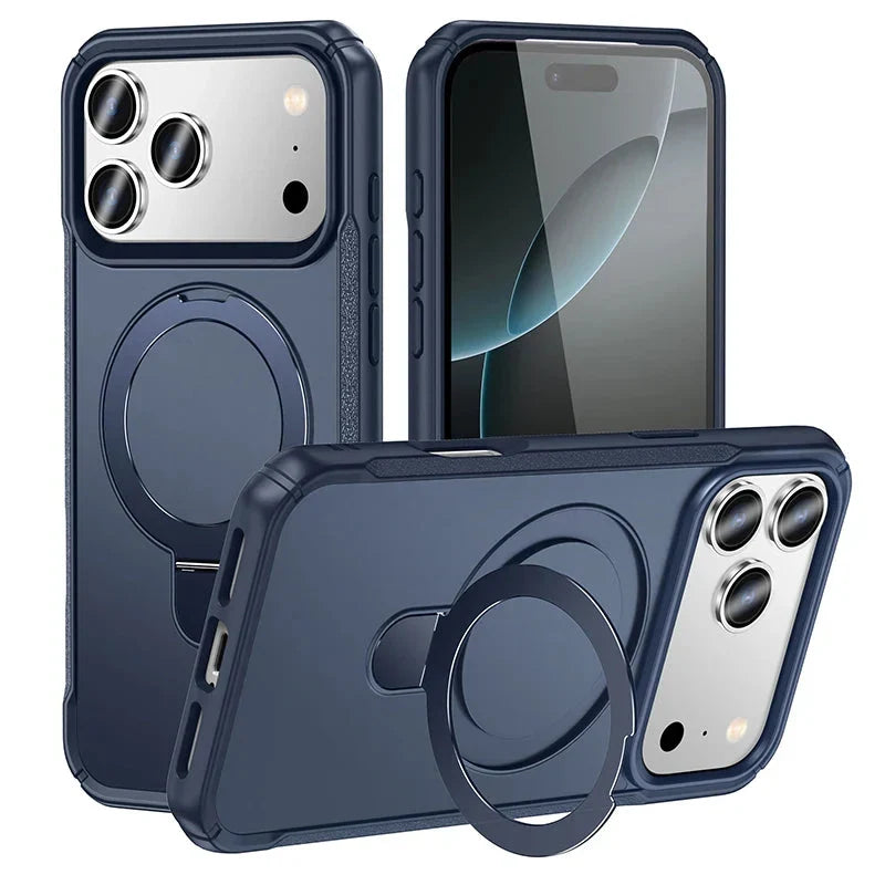 Metal Ring Stand  Magnetic Case Wireless Charger Cover Funds For Magsafe IPhone 17/ 16 /15 14 THEROXYMOB