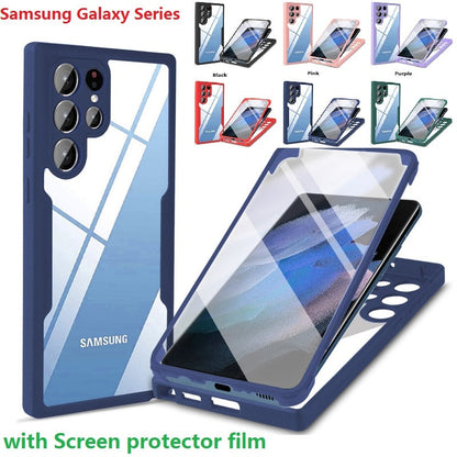 Silicon 360° Double Side For Samsung Galaxy S24-23 SeriesCase Film Screen Protector Bumper Cover Luxury_Covers