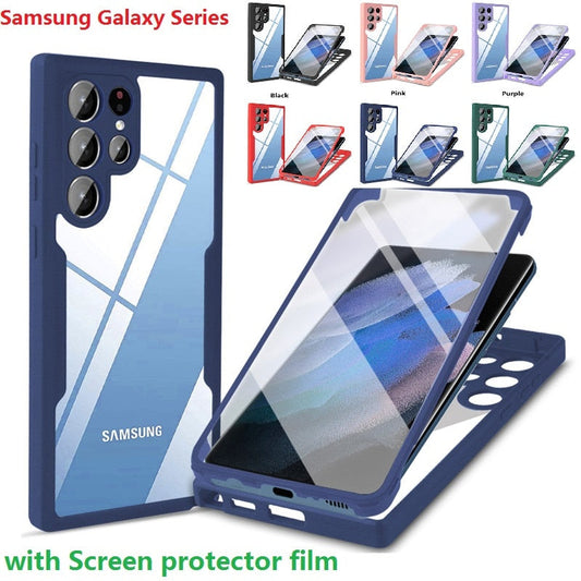 Silicon 360° Double Side For Samsung Galaxy S24-23 SeriesCase Film Screen Protector Bumper Cover Luxury_Covers