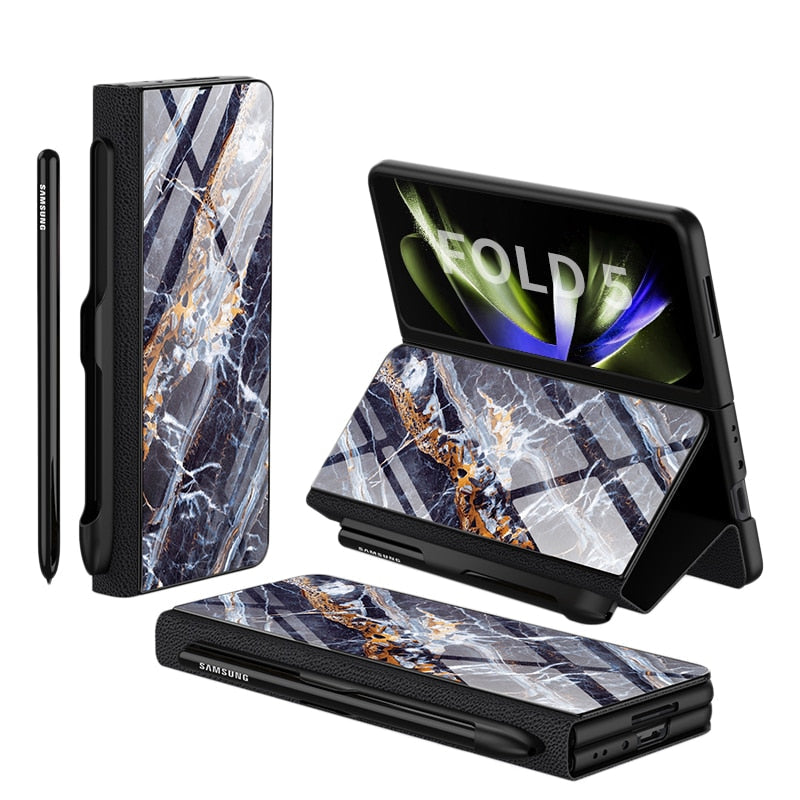 Shockproof Armor Case  Case Glass Cover Stand Insert Card Leather Case for Samsung Galaxy Z Fold 5/4 CaseSpot