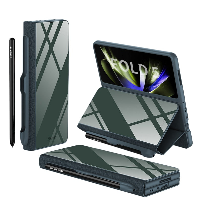 Shockproof Armor Case  Case Glass Cover Stand Insert Card Leather Case for Samsung Galaxy Z Fold 5/4 CaseSpot