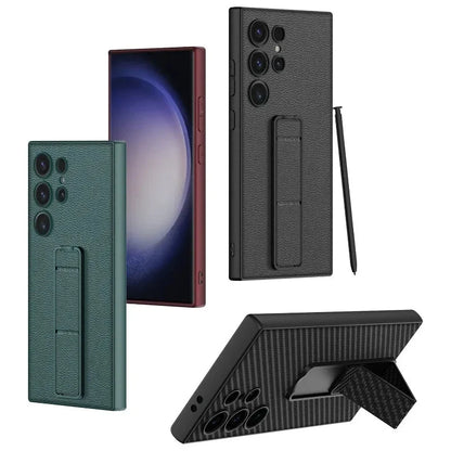 Leather Kickstand Holder Fall Shockproof Cover For Samsung S24 Series CaseSpot