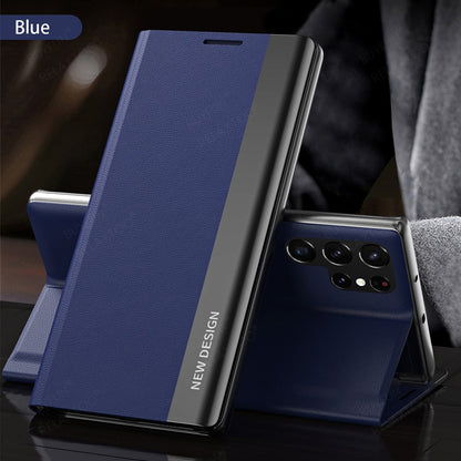 Luxury 6D Plating Leather Flip Magnetic Book Stand Cover For S23 Series - theroxymob