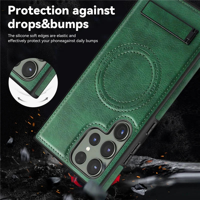 Luxury Wireless Charging Leather Case For S24-S23 Series CaseSpot