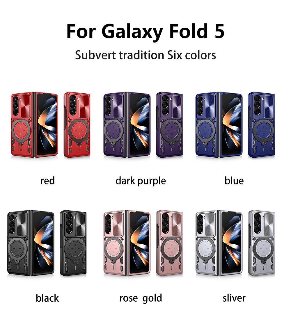 Case Slide Camera Protect Coque Cover Magnetic Car Ring Stand For Samsung Galaxy Z Fold5 CaseSpot