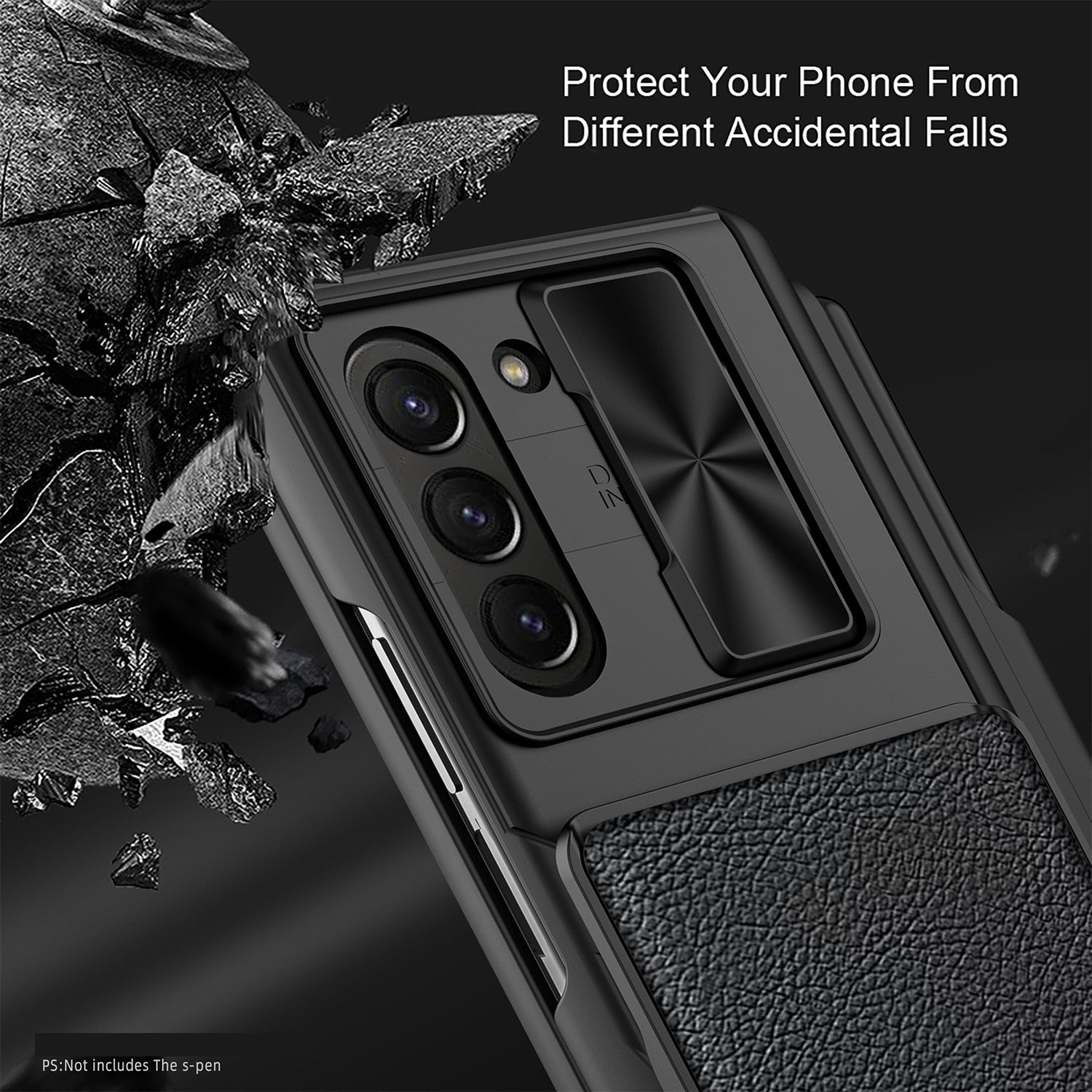 For Samsung Galaxy Z Fold5 Fold 5 Case with S Pen Holder Hard Leather Wallet Card Bag Cover CaseSpot