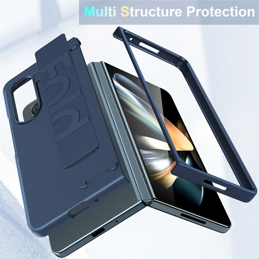 For Samsung Z Fold 5 Case Elastic Wrist Strap Ultra Thin Hard PC Stand Holder Cover CaseSpot