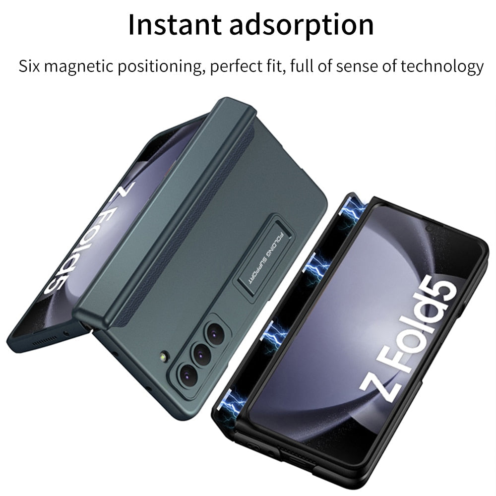 For Samsung Galaxy Z Fold 5 Case Ultra Thin Matte Bracket Magnetic Folding Hingle Shockproof Protection Hard Cover Accessories CaseSpot