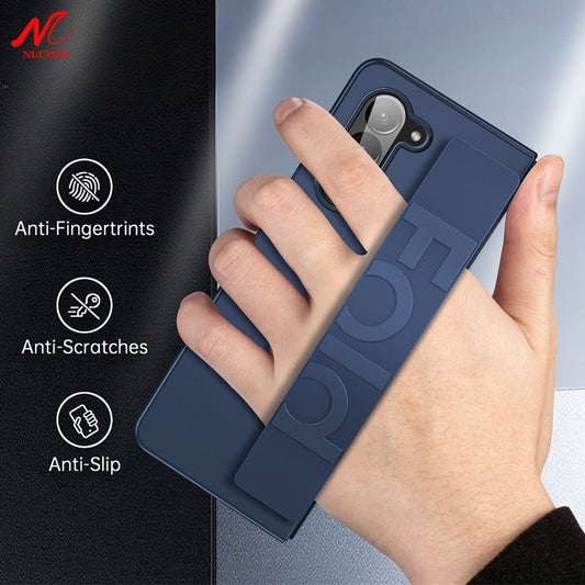 For Samsung Z Fold 5 Case Elastic Wrist Strap Ultra Thin Hard PC Stand Holder Cover CaseSpot