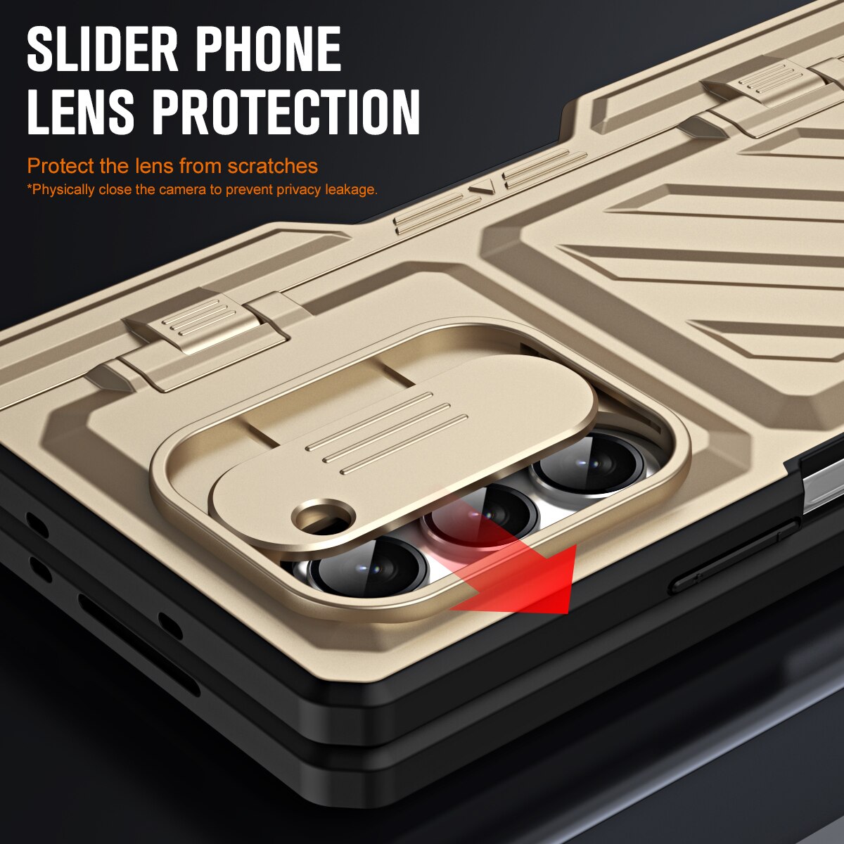 For Samsung Galaxy Z Fold 5/4 Case Gold Steel Hinge Invisible Bracket With Pen Slot Screen Film Cover CaseSpot