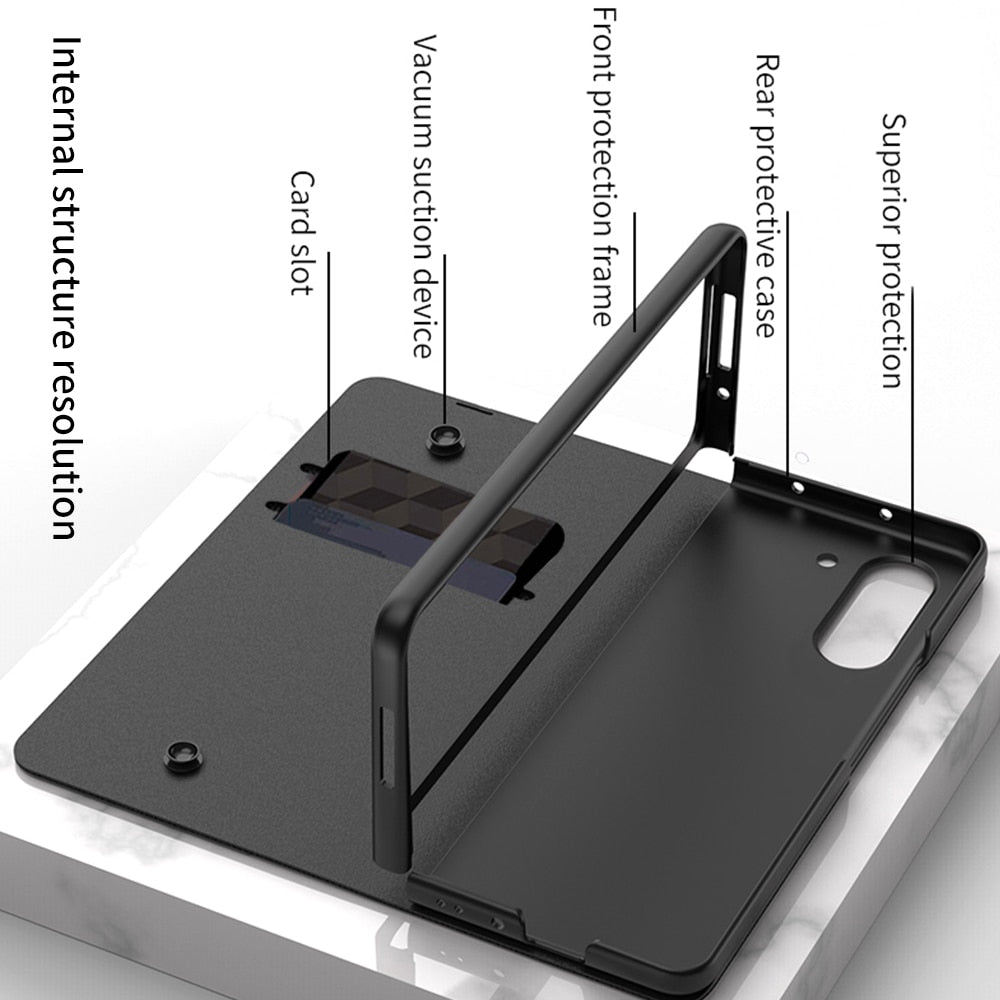 Shockproof Armor Case  Case Glass Cover Stand Insert Card Leather Case for Samsung Galaxy Z Fold 5/4 CaseSpot