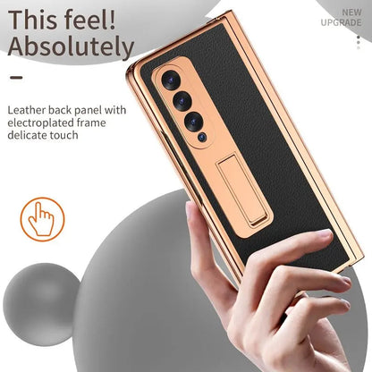 For Samsung Galaxy Z Fold 4 Holder Case Leather Bracket Full Protection - theroxymob