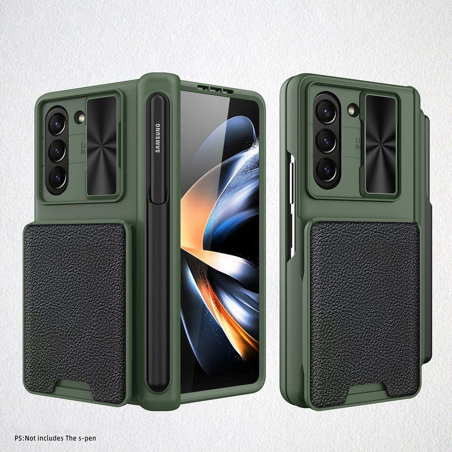 For Samsung Galaxy Z Fold5 Fold 5 Case with S Pen Holder Hard Leather Wallet Card Bag Cover CaseSpot