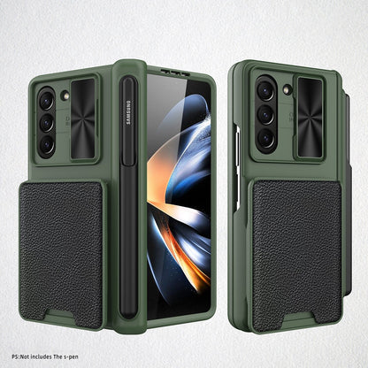 For Samsung Galaxy Z Fold5 Fold 5 Case with S Pen Holder Hard Leather Wallet Card Bag Cover CaseSpot